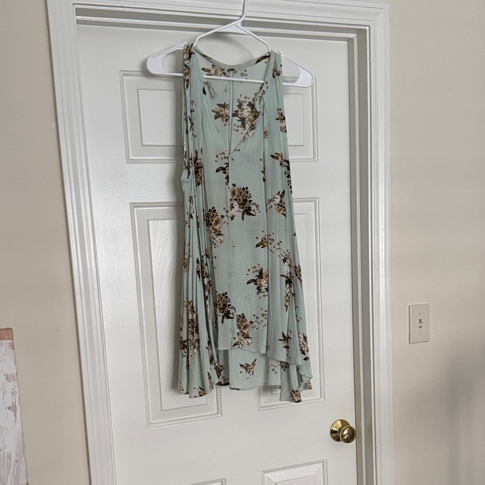 Free People Floral High Low Dress in Light Green